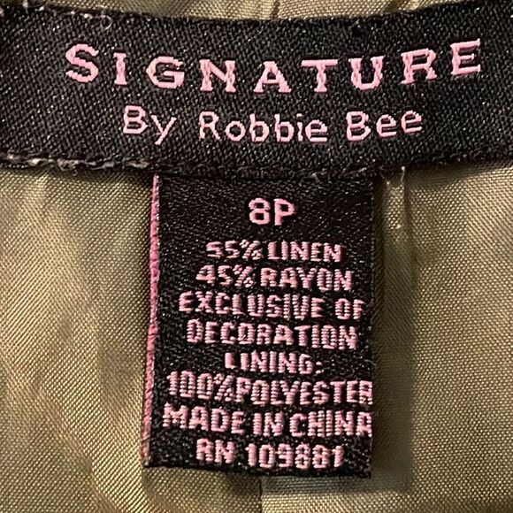Robbie Bee Signature lined, detailed linen rayon dress size 8P - Picture 7 of 8